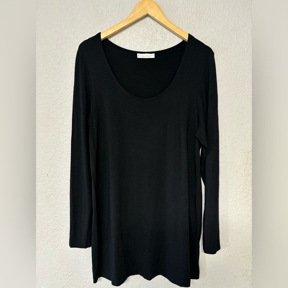 Bryn Walker Tops - Bryn Walker Tunic Top Micro Modal Stretch Scoop Neck Long Sleeve‎ Black